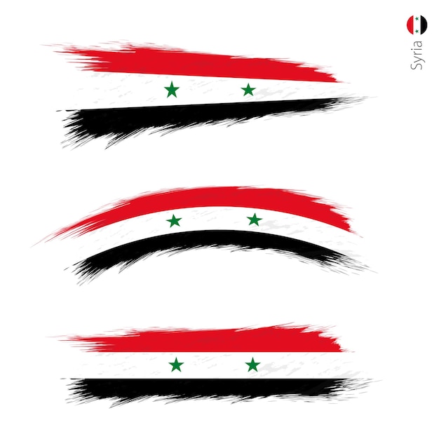 Set van 3 grunge getextureerde vlag van Syrië