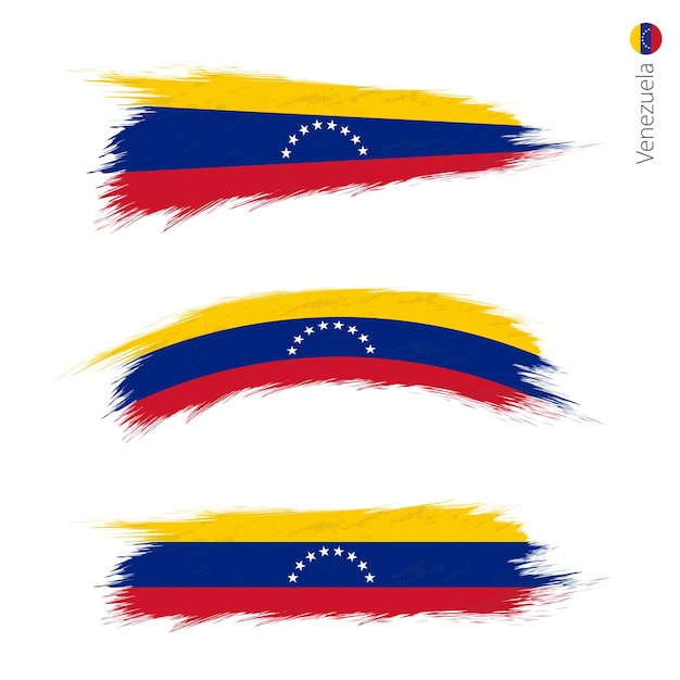 Set van 3 grunge getextureerde vlag van Venezuela