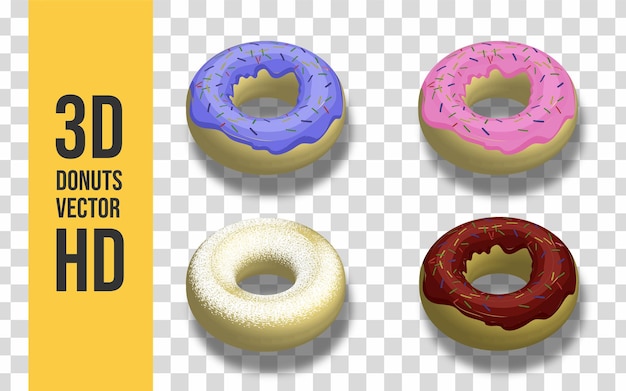 Vector set van 3d donuts moderne stijl