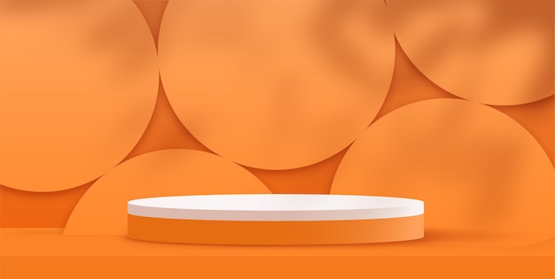 Set van 3D oranje podia concept Patroon en textuur ruimte voor presentatie Reclame en marketing Esthetiek en elegantie Cartoon isometrische vector collectie geïsoleerd op witte achtergrond