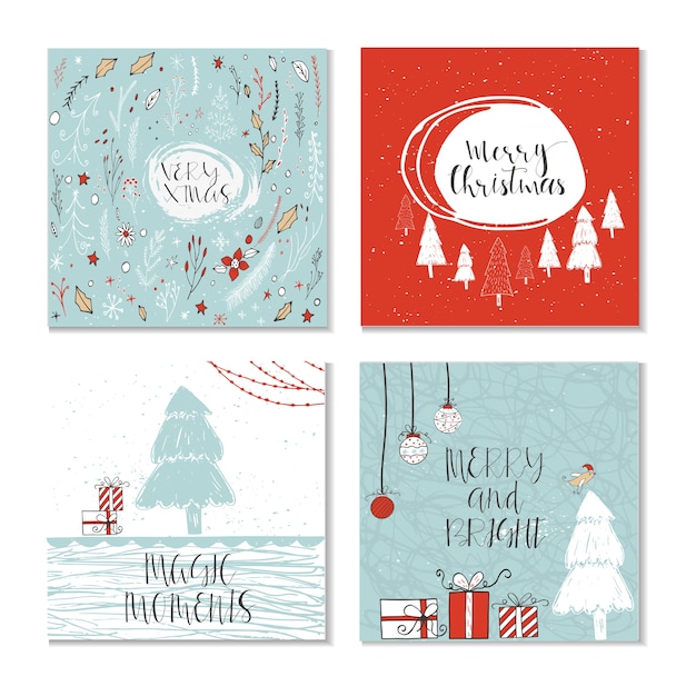 Set van 4 leuke kerstcadeaubonnen met quote