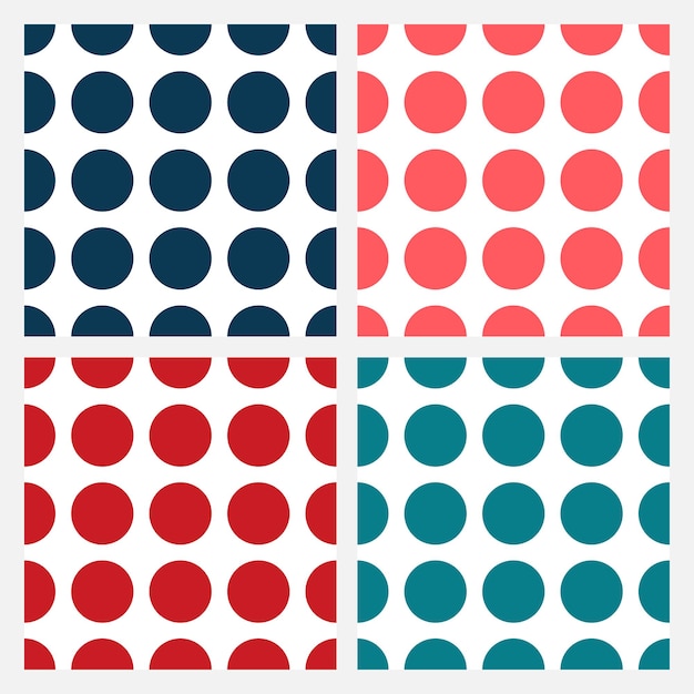Set van 4 naadloze patroon met kleurrijke cirkels
