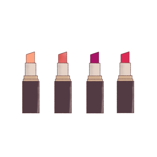 Set van 4 soorten lippenstift hand getekende illustratie.