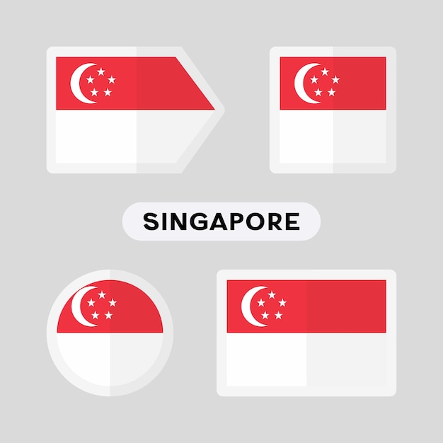 Set van 4 symbolen met de vlag van singapore.