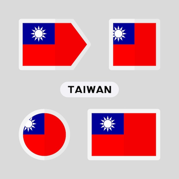 Set van 4 symbolen met de vlag van Taiwan.