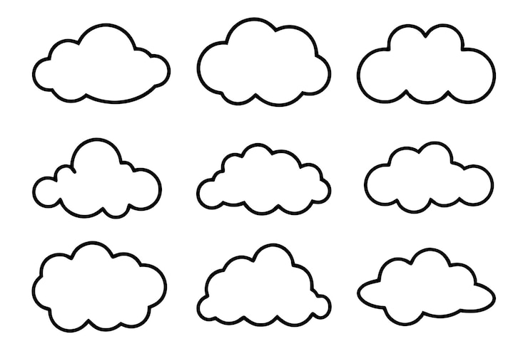 Vector set van 9 verschillende soorten wolken