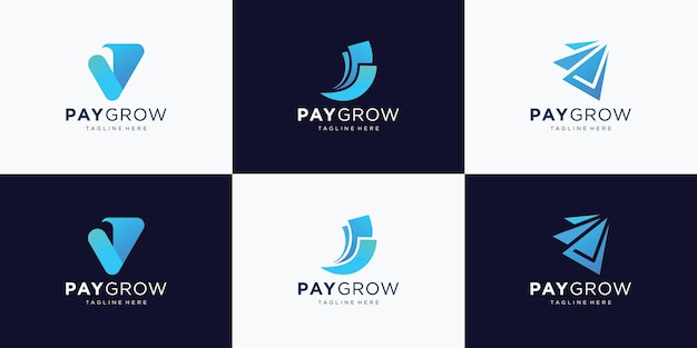 Set van abstract betaling vector logo ontwerp met groei pijl vorm ontwerp