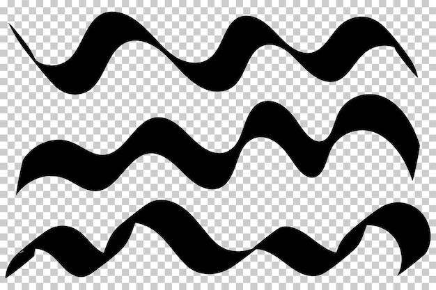 Set van Abstract Black Curved Ribbon Strokes and Twists op Transparente achtergrond HighQuality Vector Design Elements voor Creatieve artistieke en Grafische Projecten