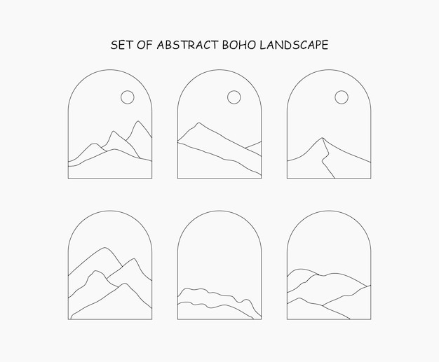 Set van abstract boho-landschap