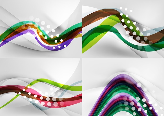 Set van abstracte achtergronden Curve golflijnen met licht- en schaduweffecten
