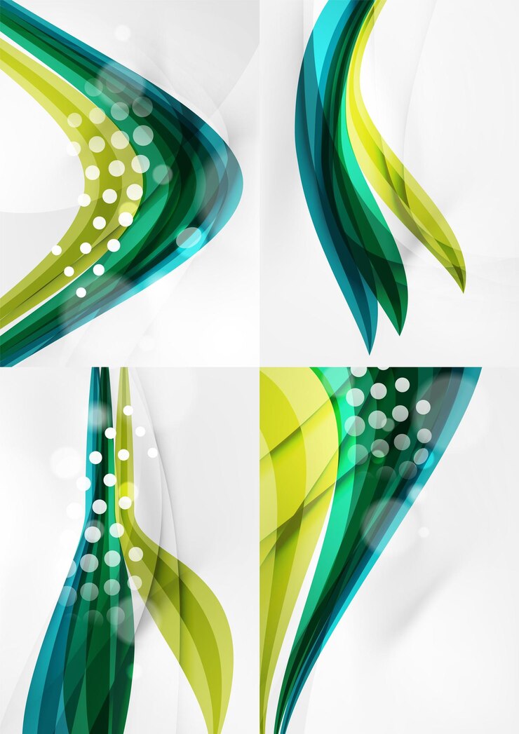 Vector set van abstracte achtergronden curve golflijnen met licht- en schaduweffecten