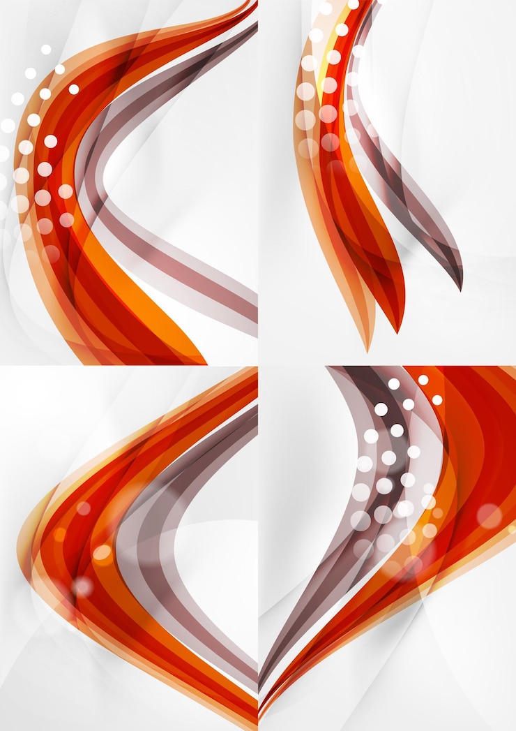 Vector set van abstracte achtergronden curve golflijnen met licht- en schaduweffecten