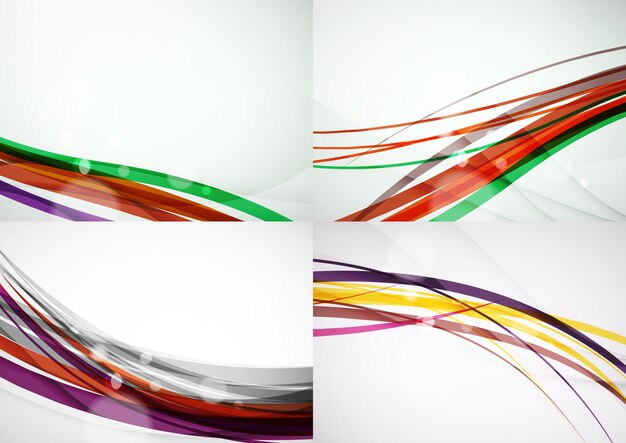 Set van abstracte achtergronden Curve golflijnen met licht- en schaduweffecten