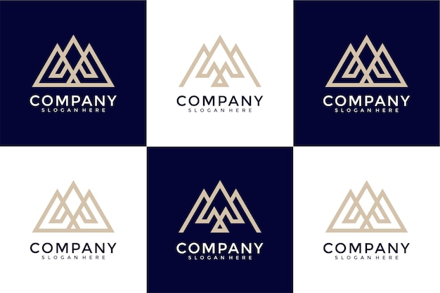 Set van abstracte beginletter m en een logo sjabloon iconen voor zaken van luxe elegante simple