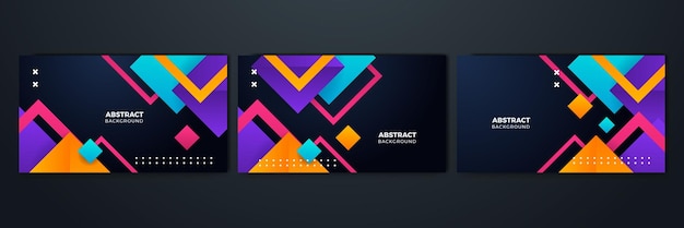 Set van abstracte blauw oranje rood geel wit kleurrijke vierkante achtergrond Vector abstract grafisch ontwerp banner patroon presentatie achtergrond websjabloon