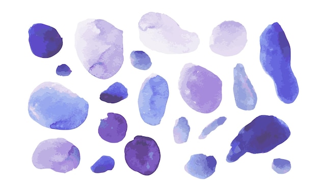 Set van abstracte blauwe aquarel water splash op een witte achtergrond Vector aquarel textuur