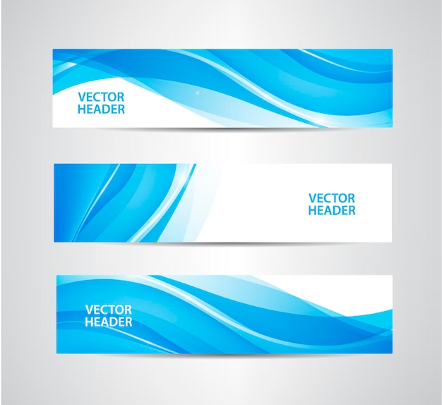 Set van abstracte blauwe golvende headers