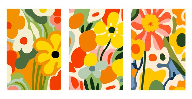 Set van abstracte bloemen achtergronden Vector illustratie voor behang posters kaarten