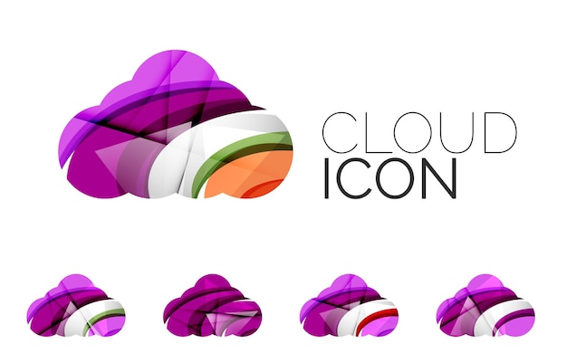 Set van abstracte cloud computing-pictogrammen bedrijfslogotypes schoon modern geometrisch ontwerp