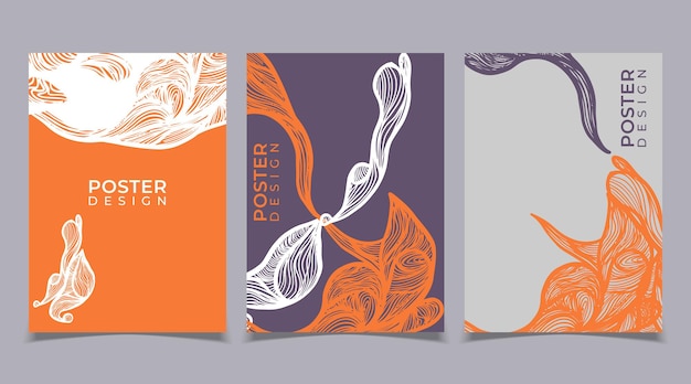 Set van abstracte creatieve universele artistieke sjablonen. Goed voor poster, kaart, uitnodiging, flyer, omslag, banner, plakkaat, brochure en ander grafisch ontwerp.