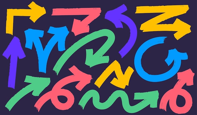 Set van abstracte doodles vormen Collectie van kleurrijke met de hand getekende doodles Abstract illustratie