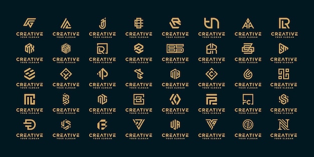 Vector set van abstracte eerste az. monogram logo-ontwerp