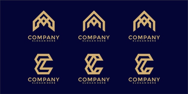 Set van abstracte eerste letter a en e logo sjabloon iconen voor zaken van luxe elegant eenvoudig