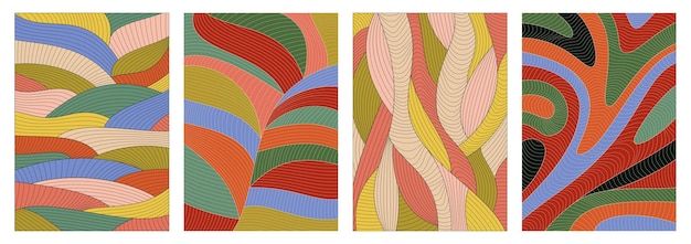 Set van abstracte golvende achtergronden lijnpatroon met golven texture