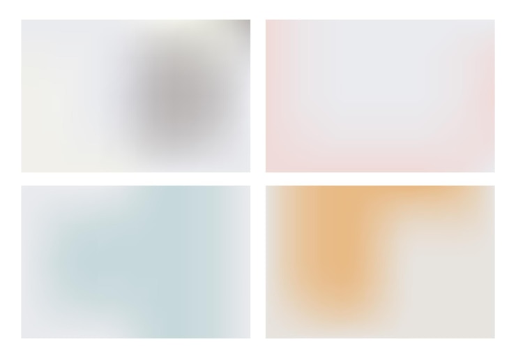 Vector set van abstracte gradiënt achtergronden met gladde wazige vormen perzik lichtgrijs warm oranje blauw en