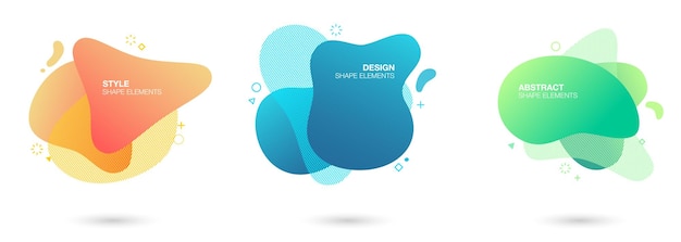 Set van abstracte gradiënt vloeibare vorm grafische elementen. Collectie Gekleurde vloeiende elementen voor minimale banner, logo.