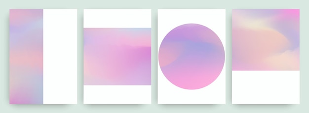 Set van abstracte kleurovergang pastel kleuren achtergrond wazig. minimalistische stijl voorbladsjabloon.