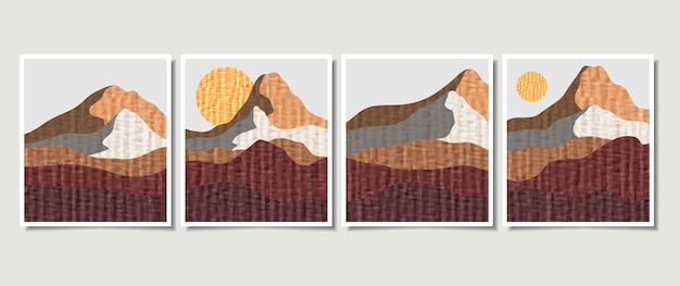 Set van abstracte landschapsposter hedendaagse kunstafdruksjablooncollectie