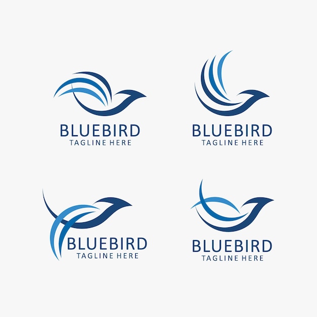 Set van abstracte lijn vogel logo ontwerp