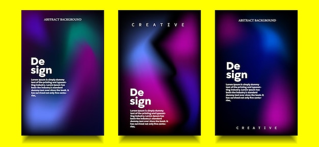 Set van abstracte mesh-gradiënten Leuke verloopachtergronden Gekleurde vloeiende grafische compositie
