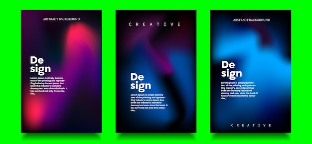 Set van abstracte mesh-gradiënten Leuke verloopachtergronden Gekleurde vloeiende grafische compositie
