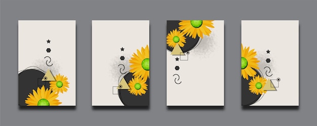 Set van abstracte minimalistische handgeschilderde illustraties voor wanddecoratie, ansichtkaart of brochure.