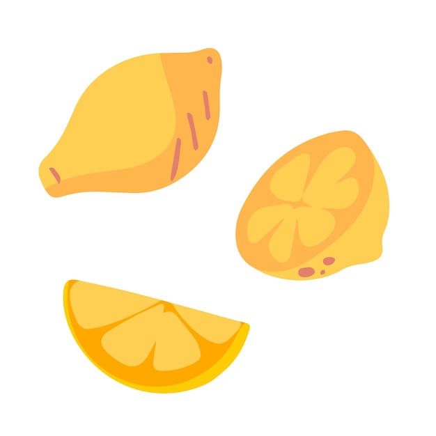 Set van abstracte moderne hand getrokken citroen fruit pictogrammen ontwerpelement