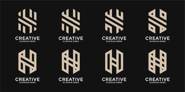 Set van abstracte monogram eerste letter h logo ontwerpsjabloon