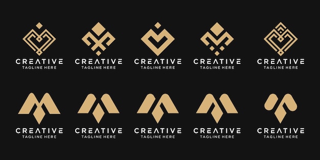 Set van abstracte monogram eerste m-logo sjabloon.