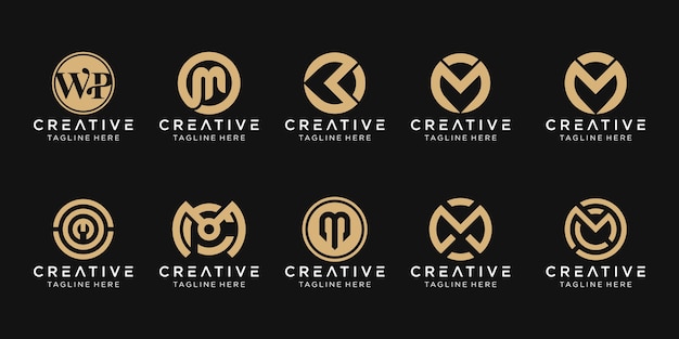 Set van abstracte monogram letter m logo sjabloon. pictogrammen voor zaken van mode, sport, auto, eenvoudig.