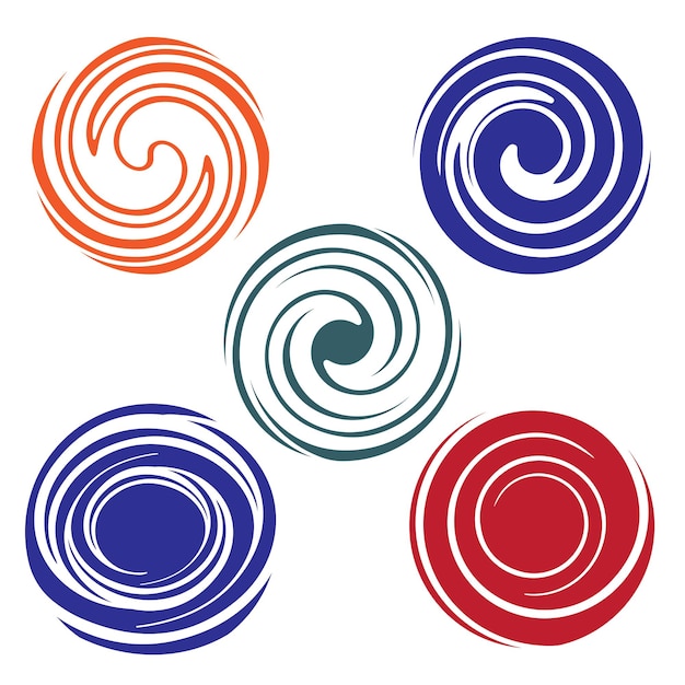 set van abstracte ontwerpelementen logo's emblemen badges orkaan logo symbool abstracte icoon vector