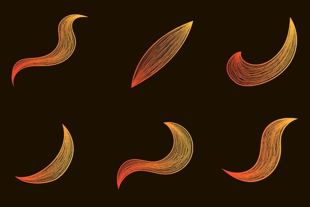 Set van abstracte oranje gradiënt golvende lijnen geïsoleerde vector bundel element ontwerp voor achtergrond