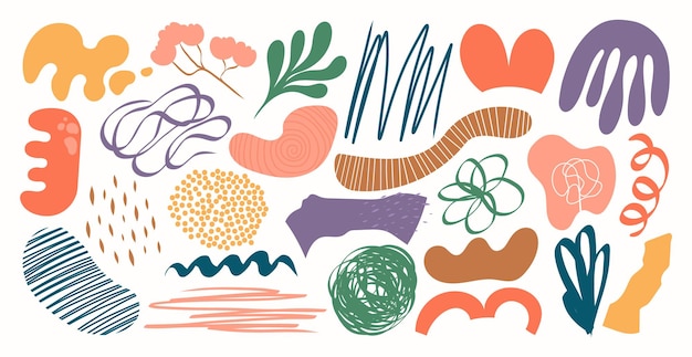 Set van abstracte organische vorm hand getrokken doodle kunst vector blob