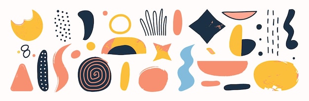 Set van abstracte organische vorm hand getrokken doodle kunst vector blob