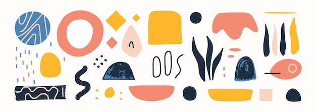 Set van abstracte organische vorm hand getrokken doodle kunst vector blob