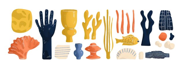 Set van abstracte organische vorm hand getrokken doodle kunst vector blob