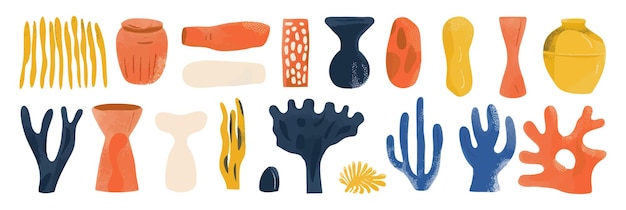 Set van abstracte organische vorm hand getrokken doodle kunst vector blob