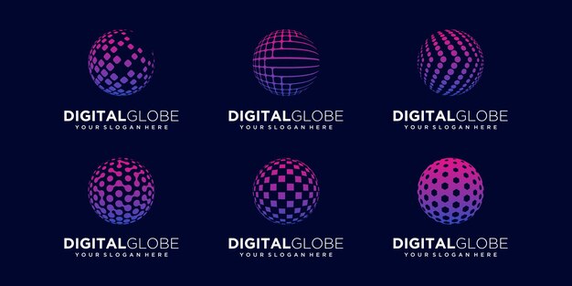 Set van abstracte planeet technologie Logo vector ontwerpsjabloon.