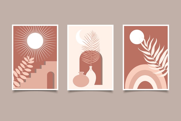 Vector set van abstracte posters boho eigentijds voor wanddecoratie