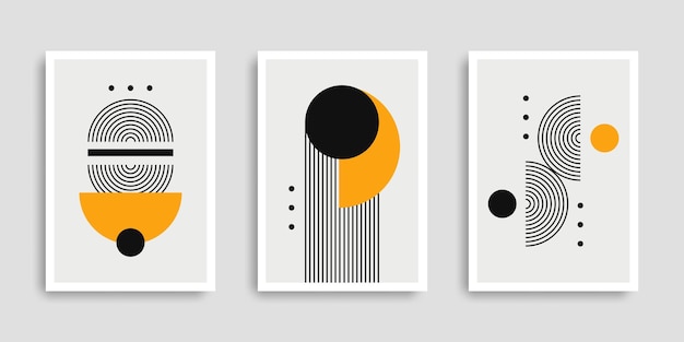 Set van abstracte posters met geometrische vormen Minimalistische kunst aan de muur